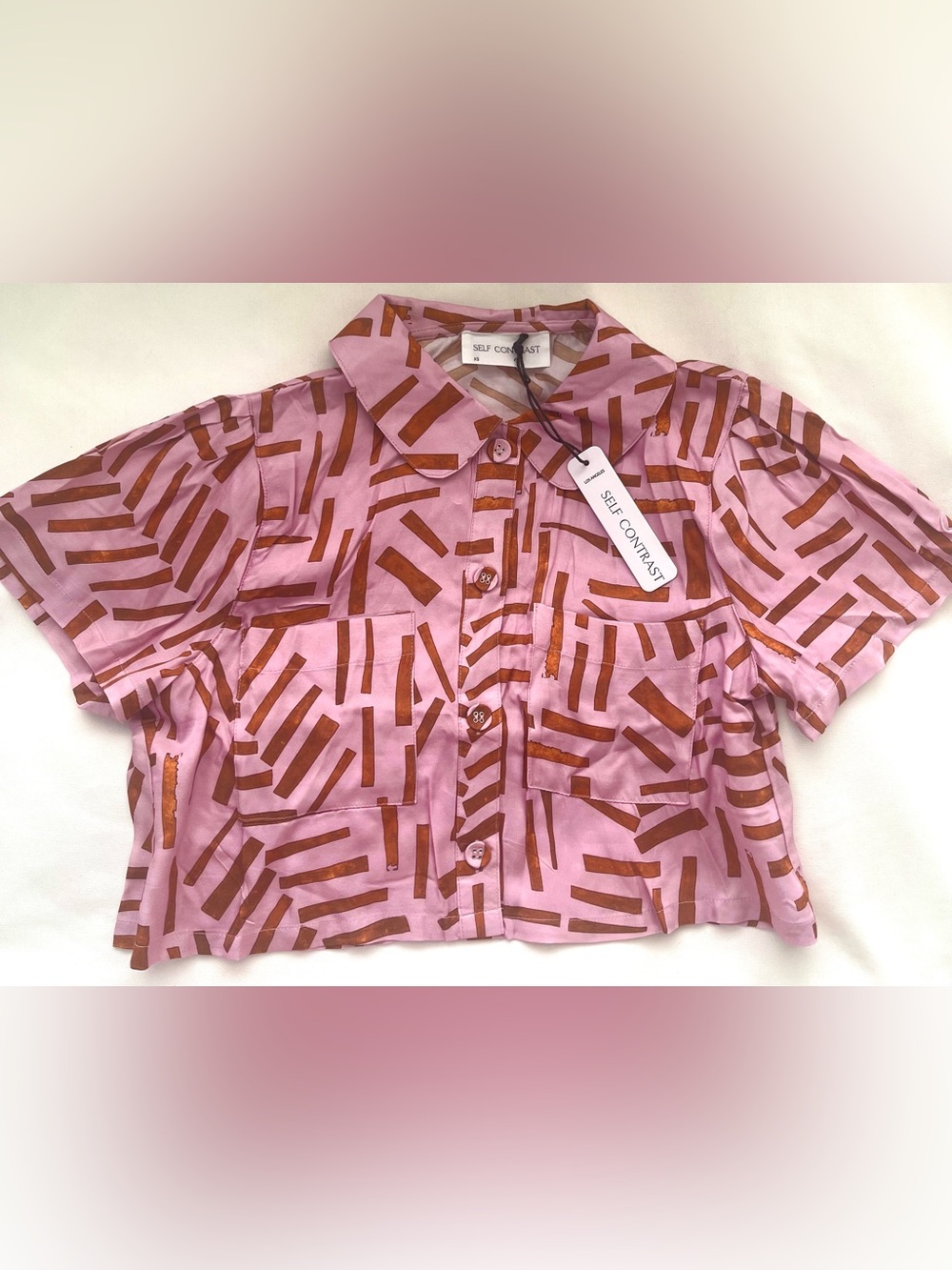 Anthropologie SELF CONTRAST 2 Pc Set Crop Top & Hi Waisted Pant Size XS NWT - Picture 5 of 10